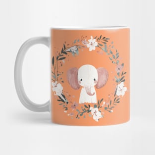 Boho Kawaii Elephant – Gentle Giant in a Floral Wreath Mug
